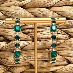 Elegant Green Gemstone Hoop Earrings